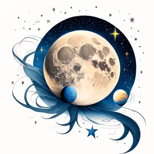 Mother Son Planet Stars Moon