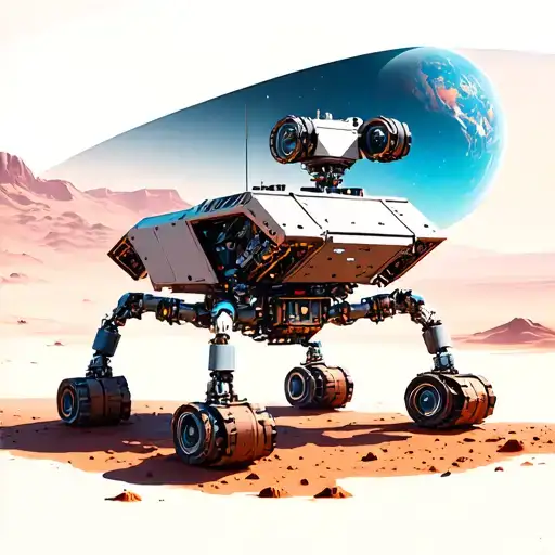 Mars Rover On Mars Surface