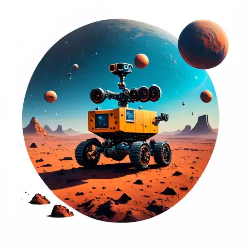 Mars Rover On Mars Surface