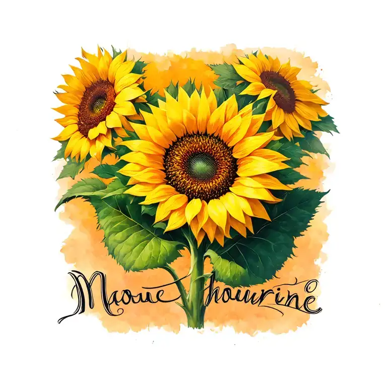 Sunflower With Mhourine Name Written