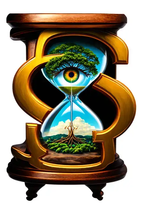 Dollar Sign Hourglass Made With Tree Of Life With All Seeing Eye Inside Triangle Above