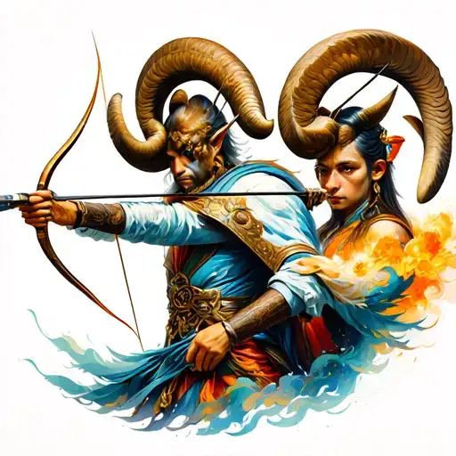 Aries And Sagittarius Archer Shooting