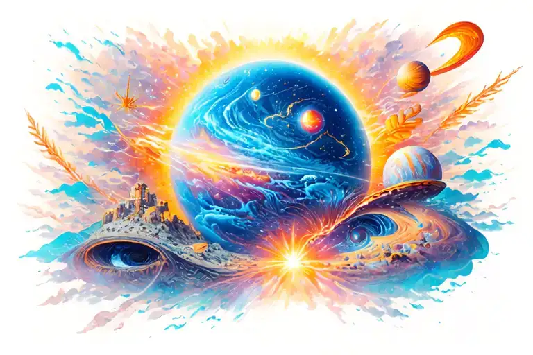 Universe And 3D Elements Incorporated Below
