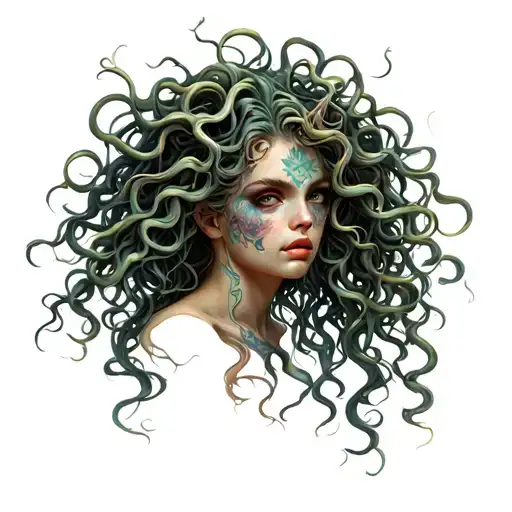 Medusa With Her Hair Taking Over Her