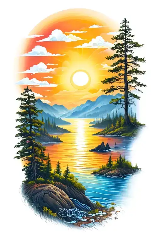 Forearm Tattoos Sunrise And Sunset Landscape