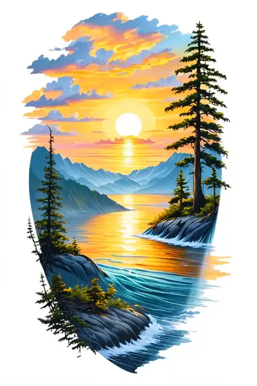 Forearm Tattoos Sunrise And Sunset Landscape