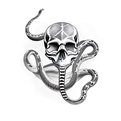 Skull With A Snake
