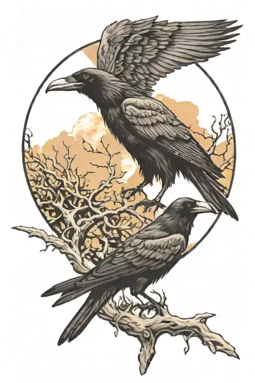 Crow And Moon