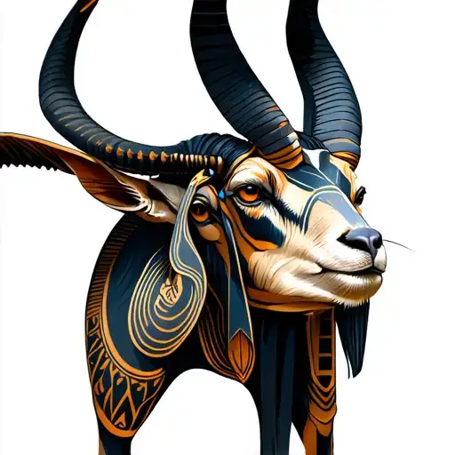 Anubis Goat And Mechanical Tatto For Leg Sleeve