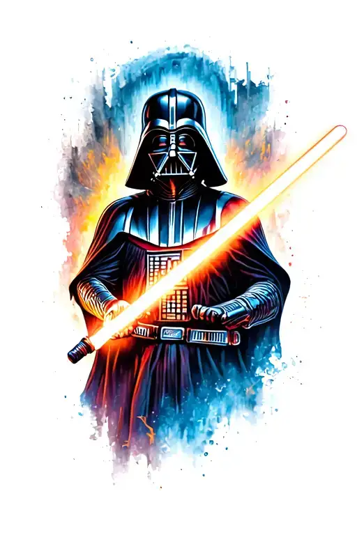 Darth Vader Wielding A Lightsaber