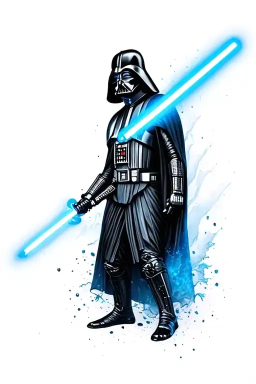 Darth Vader Wielding A Lightsaber