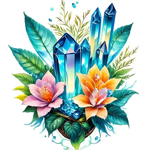 Crystal And Plants Intertwined