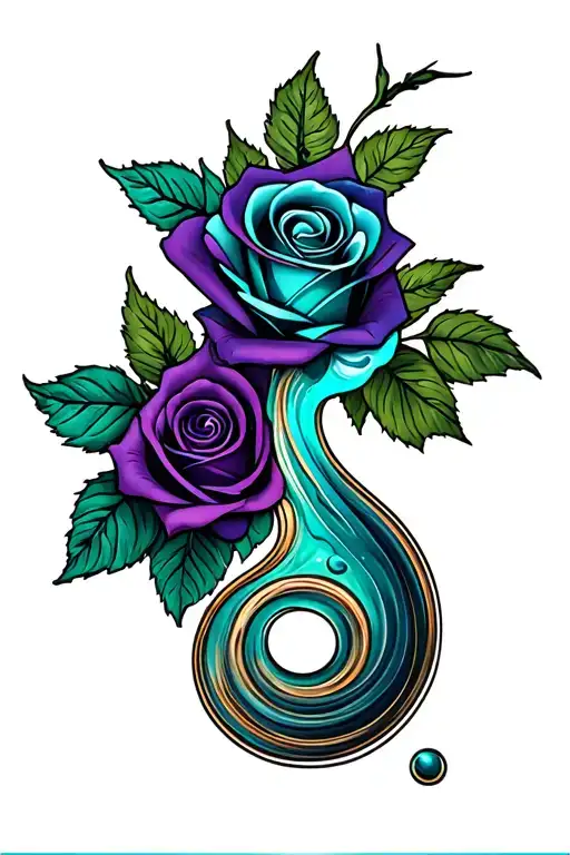 Everything Happens For A Reason With Teal And Purple Rose And Semicolon