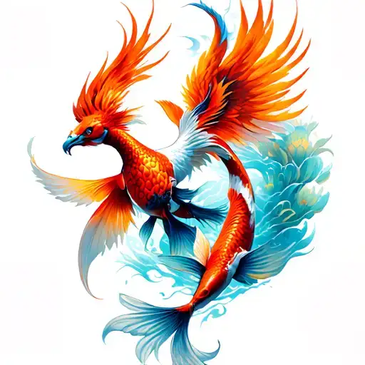 Phoenix And Koi Fish Transforming