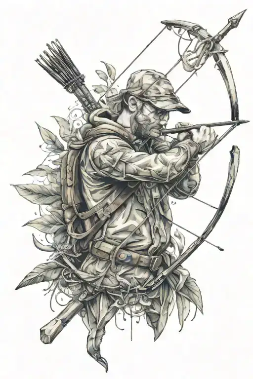 Hunter With Bow And Arrow Design
