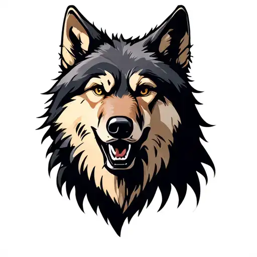 Wolf Face Cute Headshot Cartoon