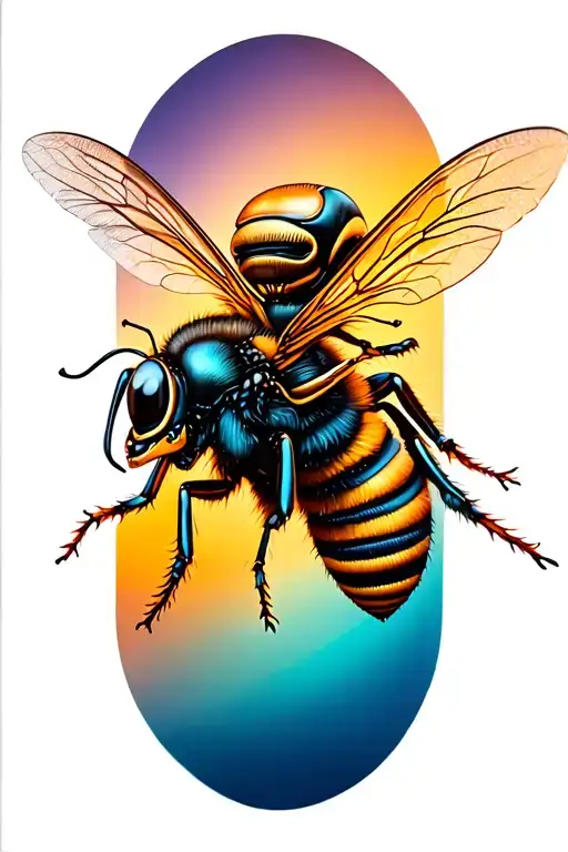 Alien Riding On The Back Of A Bee Flying