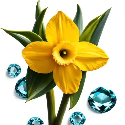 Daffodil Aquamarine Gemstones Surrounded
