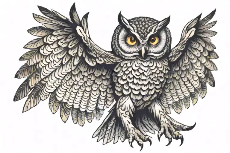 Owl With Open Wings
