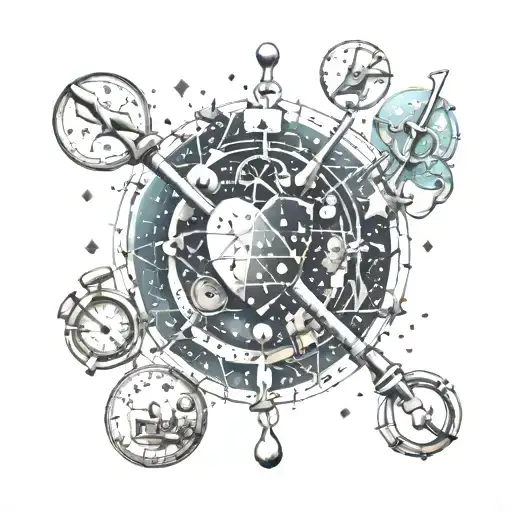A Constellation Of Love-themed Symbols Intertwined With Pharmacy Tools