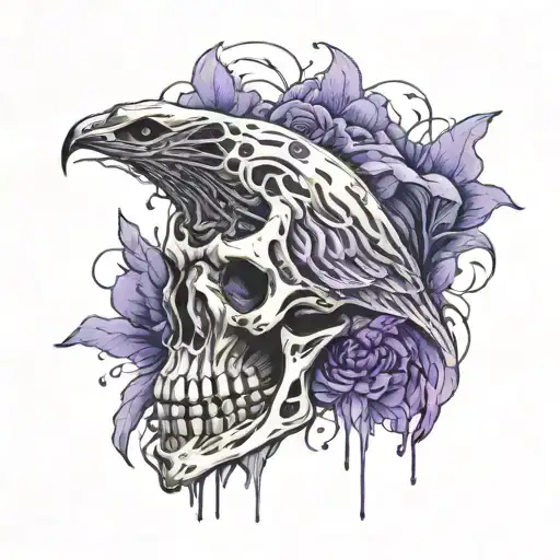 Penguin Skeleton With A Little Bit Of Flesh Still On It With Purple Accents