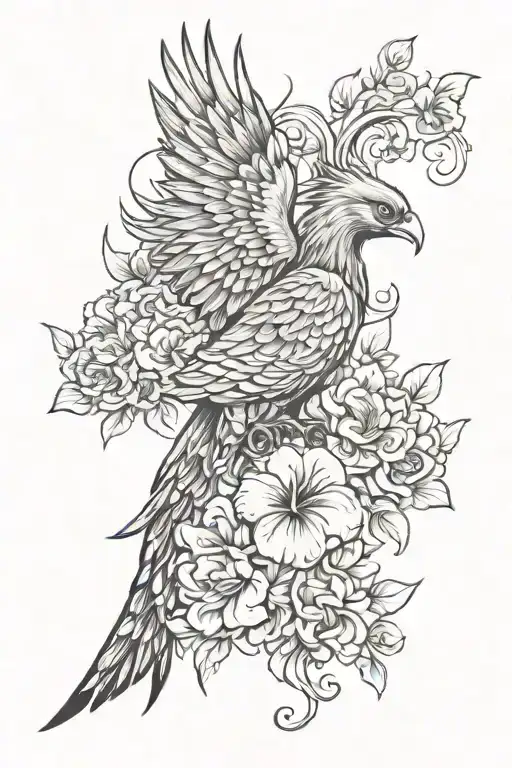 Phoenix With Geraniums And Scorpion Made