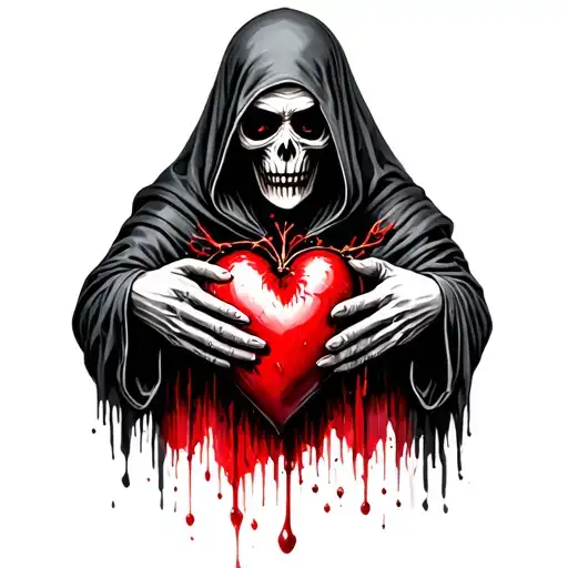 Grim Reaper Holding A Bleeding Heart