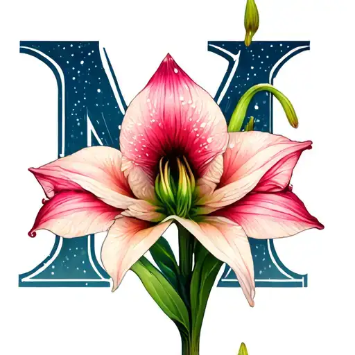 Miracle Amaryllis Tattoo With Snow And A Uppercase M