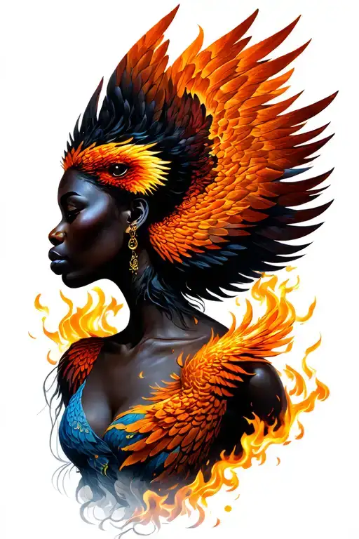 Black Woman Phoenix Rising From The Ashes