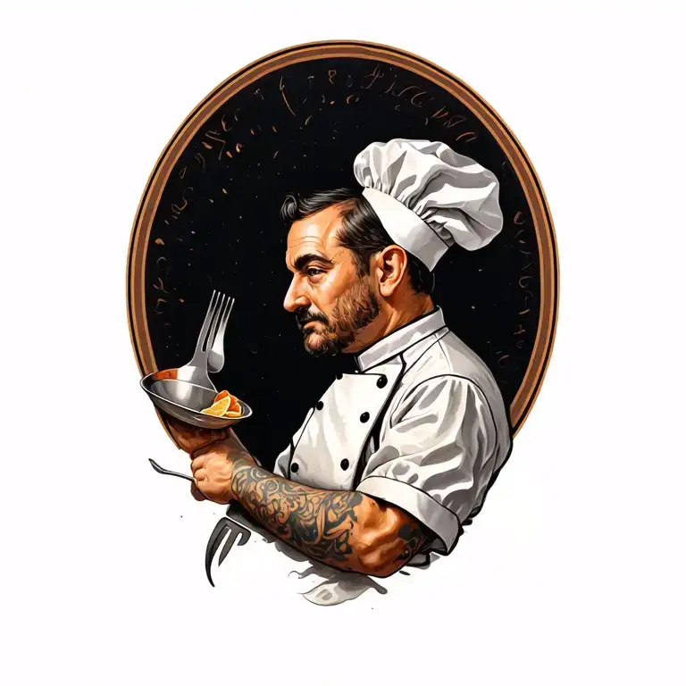 I Want A Tatooing That Speaks Of A Tragector That Since My Childhood Cook And Now I Am A Chef