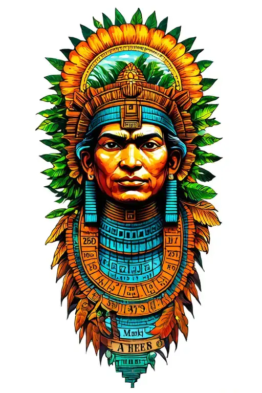 Jungle With Mayan Calendar As The Sun