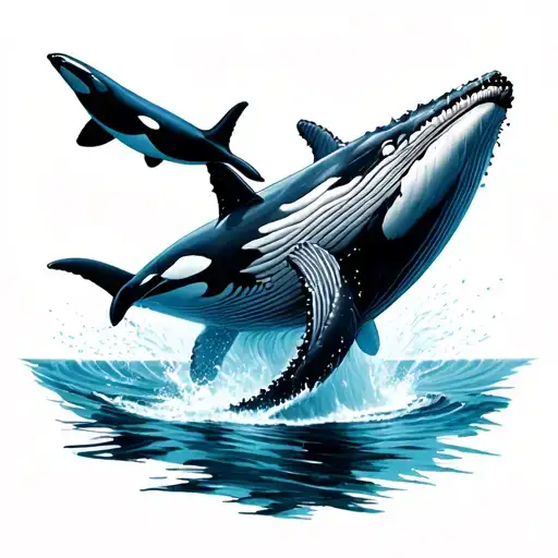 Humpback Whale With Orcas