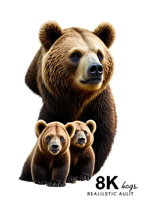 Bear And 3 Cubs Face Only