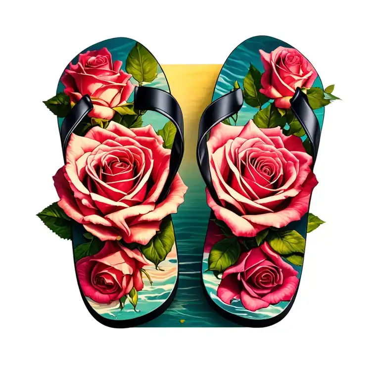 Flip Flop With Rose Wrapped