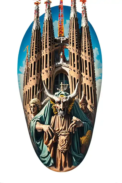 Sagrada Familia Gaudi Barcelona Arm Sleeve With Saint And Demon