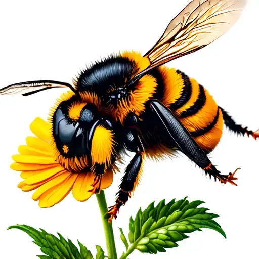 Bumble Bee Marigold Flower