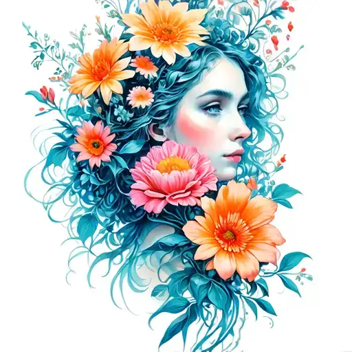 Charlotte And Flowers Intertwined