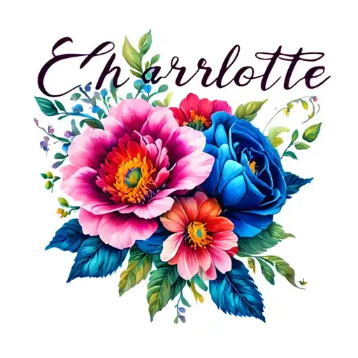 Charlotte Name And Flowers Intertwined