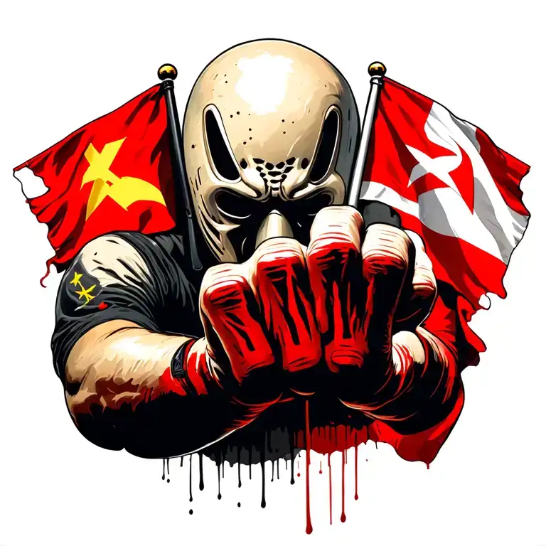 Red Angerfist With Communist Flags