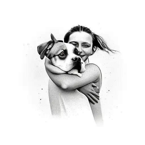 Girl Hugging And A Dog