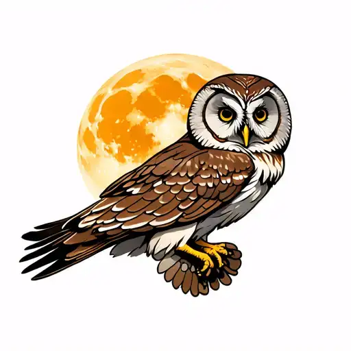 Barred Owl Flying Towards The Moon