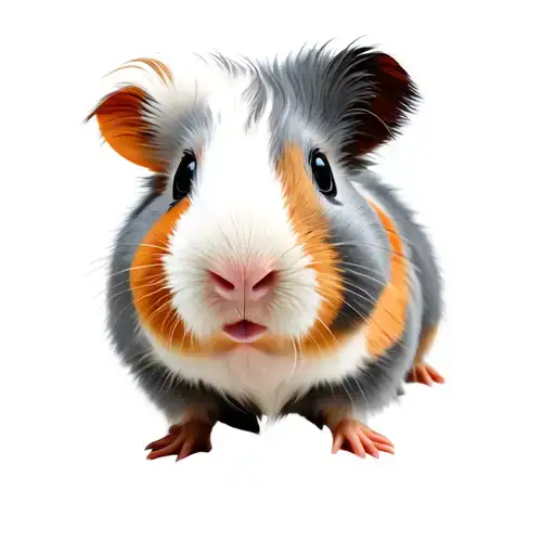 Fluffy Grey And White Guinea Pig
