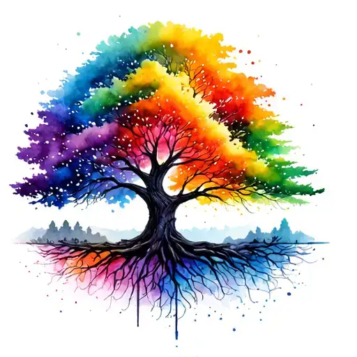 Tree Of Life Watercolor Of Colors Stations Of The Year