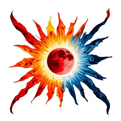 Canadian Flag With Sun And Moon Phases