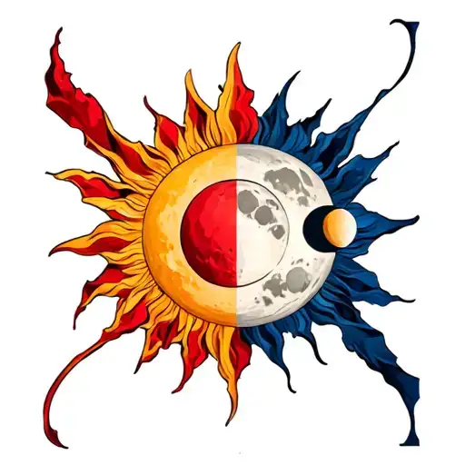 Canadian Flag With Sun And Moon Phases