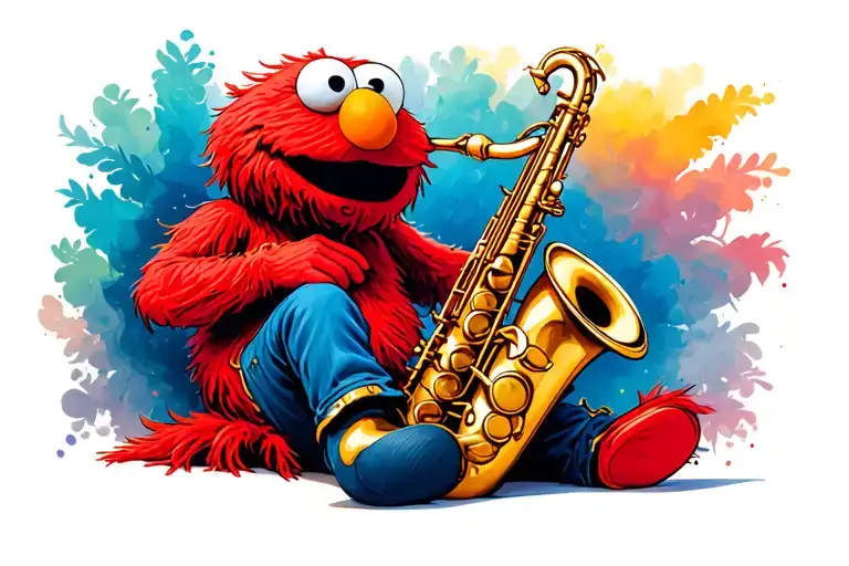 Elmo Sitting Playing A Saxophone