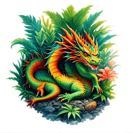 Garden Of Plants With Dragon Sleeping In It