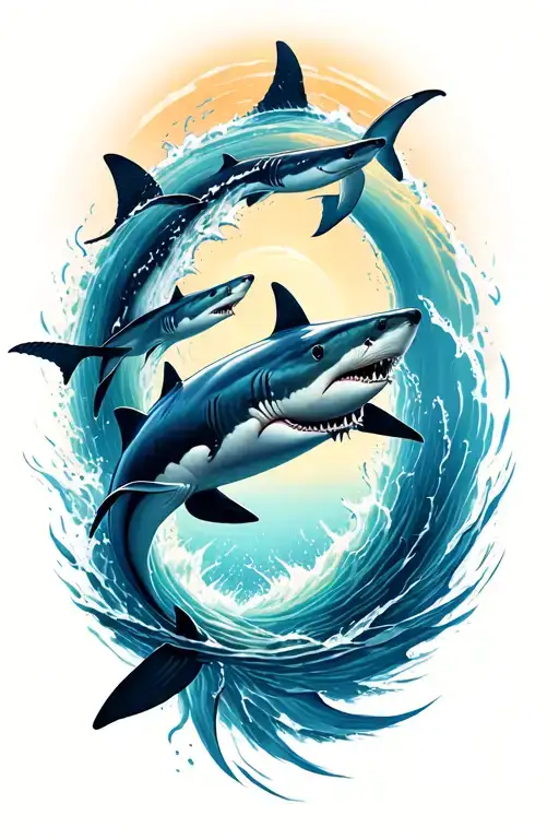 Circling Sharks Chasing Eachother