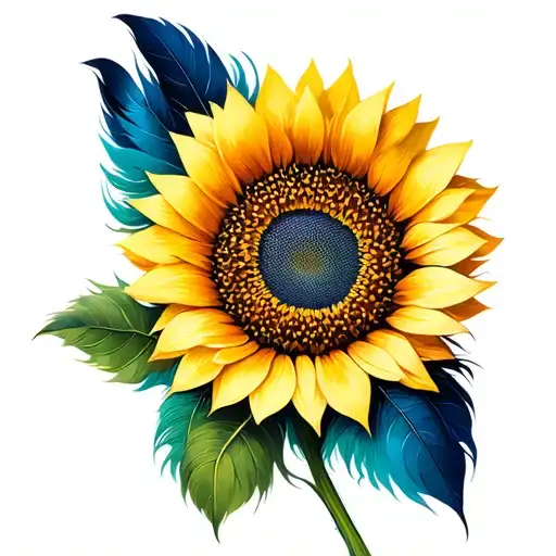 Sunflower With Pecoke Feather