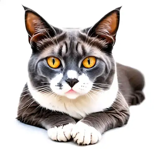 Grey And White Manx Cat Lounging In The Sun